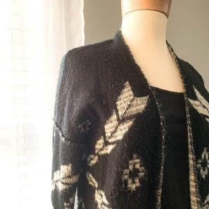 Mid-length Cozy Black Cardigan
